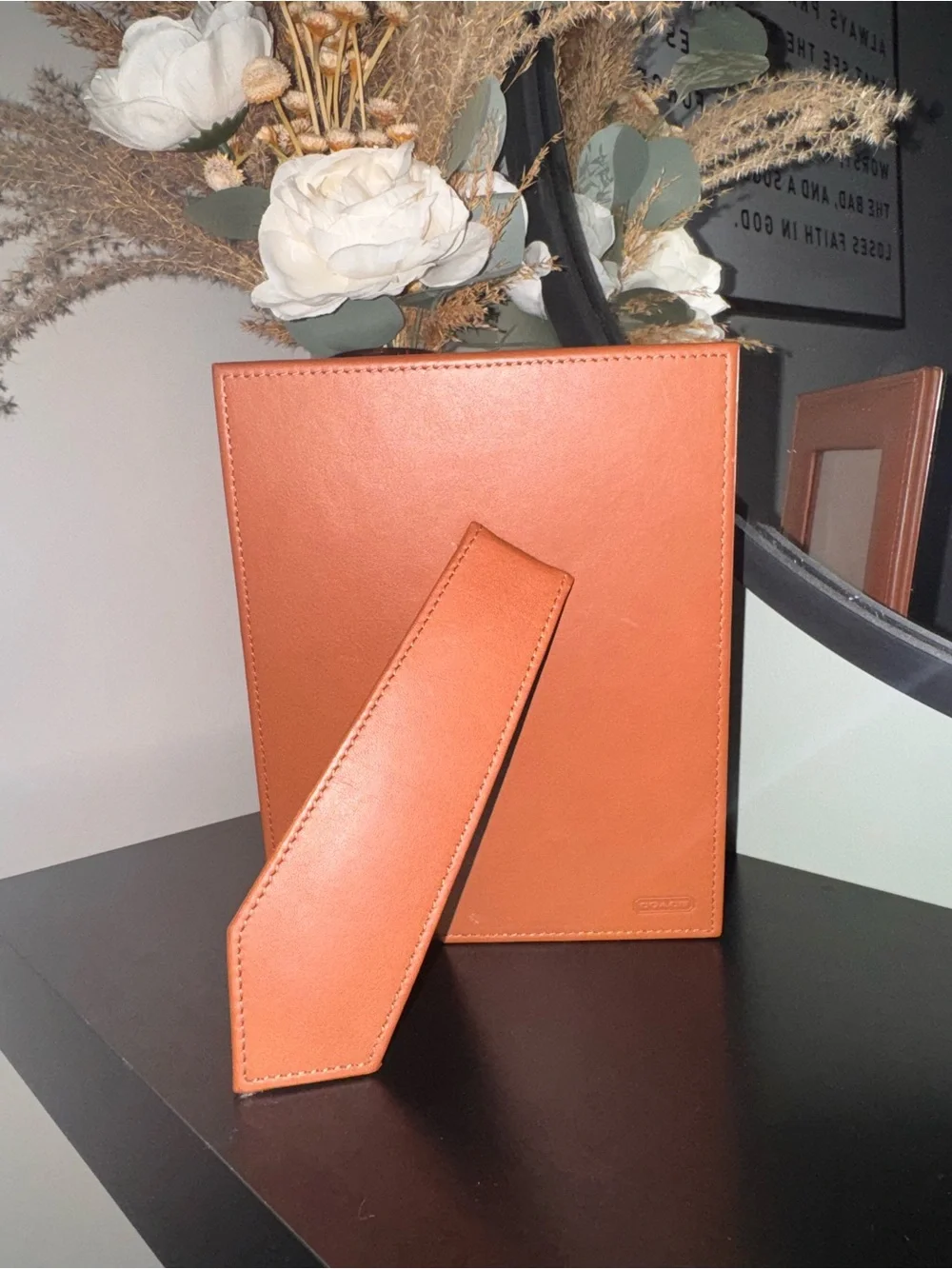 Vintage Coach Brown Leather Photo Frame